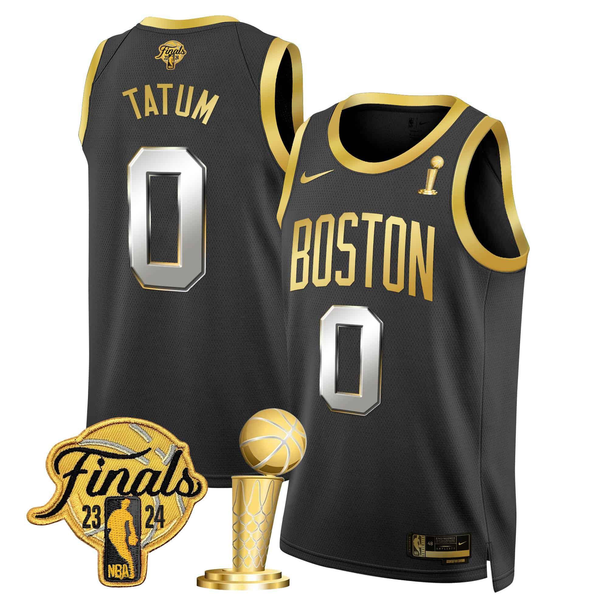 Men Boston Celtics #0 Tatum Black 2024 Nike Final & Champions Patch Swingman NBA Jersey